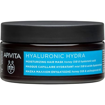 Apivita Hyaluronic Hydra Moisturizing Hair Mask Mascarilla capilar hidratante limpia suavemente y previene encrespamiento reduciendo la rotura capilar para cabello fino 50 ml