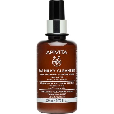 Apivita 3 In 1 Milky Cleanser Leche limpiadora elimina el maquillaje y las impurezas tonificando la piel con camomila y miel 200 ml