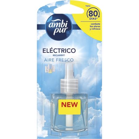 Ambipur Eléctrico Aire Fresco Recambio Ambientador eléctrico para hogar combate los olores y refresca con aroma aire fresco 20 ml