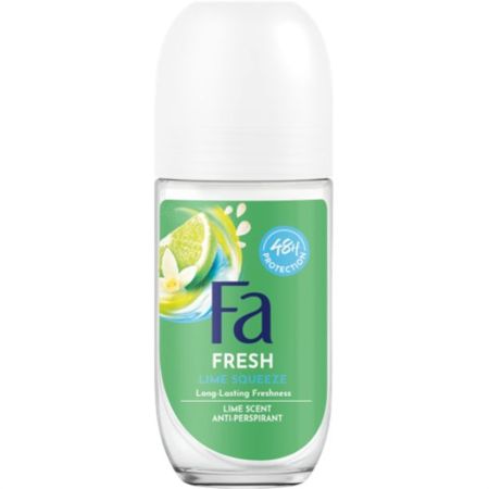 Fa Fresh Lime Squeeze Desodorante Roll-On Desodorante antitranspirante ofrece una protección hasta 48 horas con aroma a jugo de lima 50 ml