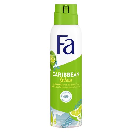 Fa Caribbean Wave Desodorante Spray Desodorante 0% aluminio antitranspirante con aroma exótico protección 48 horas 50 ml