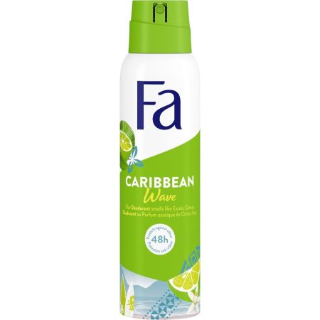 Fa Caribbean Wave Desodorante Spray Desodorante 0% aluminio antitranspirante con aroma exótico protección 48 horas 50 ml