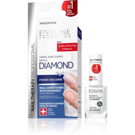 Eveline Cosmetics Nail Conditioner With Diamond Power And Shine Tratamiento acondicionador protege contra roturas y grietas para aspecto saludable 12 ml