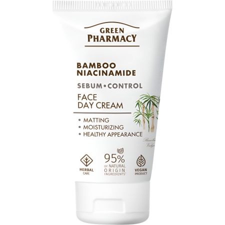 Green Pharmacy Bambú Y Niacinamida Crema Facial De Día Crema facial hidratante y matificante resuelve brillo aceitoso sensación grasa poros dilatados y puntos negros 50 ml