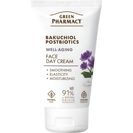 Green Pharmacy Bakuchiol Y Postbióticos Crema Facial De Día Crema facial antiedad retrasa el proceso de envejecimiento evitando sequedad irritación y descamación 50 ml