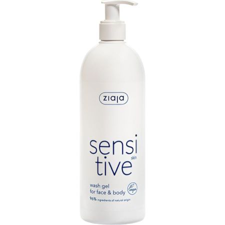 Ziaja Sensitive Gel Limpiador Facial Y Corporal Gel vegano limpiador de rostro y cuerpo restaura la suavidad y tersura de la piel 400 ml