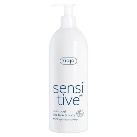 Ziaja Sensitive Wash Gel For Face & Body Gel vegano limpiador de rostro y cuerpo restaura la suavidad y tersura de la piel 400 ml