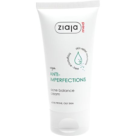 Ziaja Med Anti-Imperfecciones Crema Facial Crema vegana antiimperfecciones reduce puntos negros aliviando la piel hipersensible 50 ml