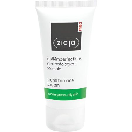 Ziaja Med Anti-Imperfecciones Crema Facial Crema vegana antiimperfecciones reduce puntos negros aliviando la piel hipersensible 50 ml