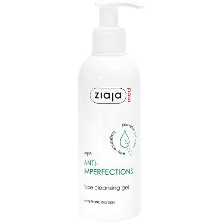 Ziaja Med Anti-Imperfecciones Gel Limpiador Gel limpiador vegano antiimperfecciones reduce puntos negros aliviando la piel hipersensible 200 ml