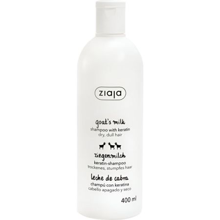 Ziaja Leche De Cabra Champú Con Keratina Champú fortalecedor con keratina vegano para cabello seco y apagado 400 ml