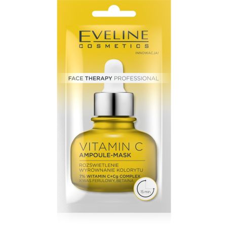 Eveline Cosmetics Face Therapy Professional Vitamin C Ampoule-Mask Mascarilla protege contra el envejecimiento prematuro hidrata y refresca con vitamina c 8 ml