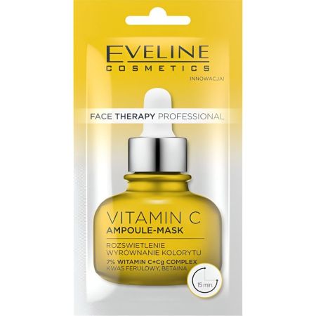 Eveline Cosmetics Face Therapy Professional Vitamin C Ampoule-Mask Mascarilla protege contra el envejecimiento prematuro hidrata y refresca con vitamina c 8 ml