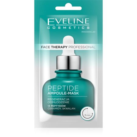 Eveline Cosmetics Face Therapy Professional Peptide Ampoule-Mask Mascarilla para una piel deshidratada apagada sin luminosidad y con arrugas visibles 8 ml