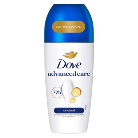 Dove Advanced Care Original Desodorante Roll-On Desodorante antitranspirante 0% alcohol protege tus axilas durante 72 horas 50 ml