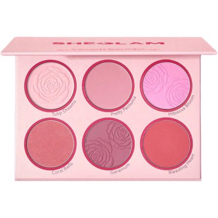 Sheglam Floral Flush Blush Palette Paleta de colorete de textura suave ofrece luminosidad todo el día para un acabado de aspecto natural 6 tonos