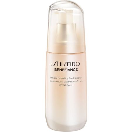 Shiseido Benefiance Wrinkle Smoothing Day Emulsion Spf 30 Emulsion facial antiarrugas restaura la hidratación y repara líneas y arrugas 24 horas 75 ml