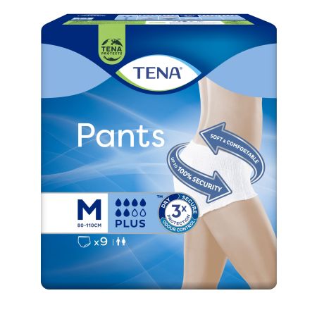Tena Plus Talla M Pants Pants unisex se adapta al cuerpo como la ropa interior normal 9 uds
