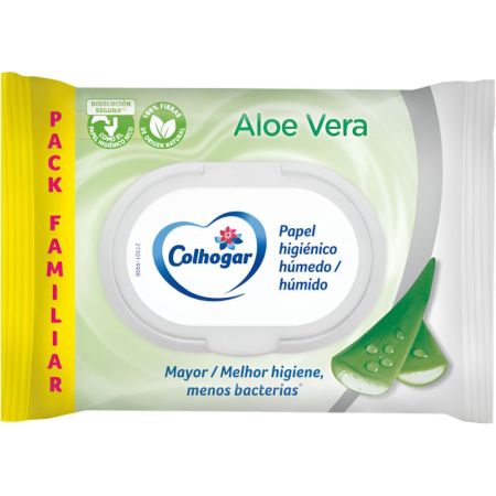 Colhogar Papel Higiénico Húmeco Pack Familiar Toallitas wc biodegradables para una limpieza suave y fresca con aloe vera 80 uds