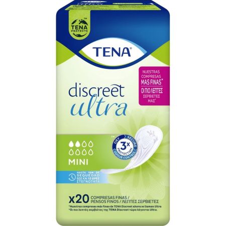 Tena Discreet Ultra Mini Compresas Finas Compresas de incontinencia ofrecen gran protección segura para pérdidas de orina leves