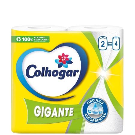 Colhogar Papel De Cocina Gigante Duplo Rollo de cocina de doble capa máxima resistencia y absorción 2 uds