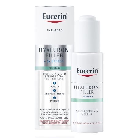 Eucerin Hyaluron-Filler +3x  Effect Sérum antiedad rellena líneas de expresión y arrugas minimiza poros y protege 30 ml
