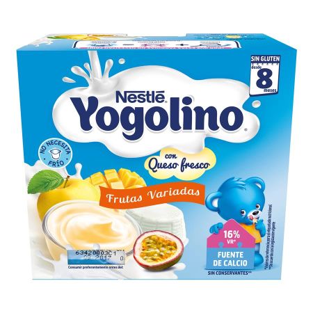 Nestle Yogolino Postre Lácteo Frutas Variadas Con Queso Fresco Postre lácteo crecimiento de forma óptima a partir de 8 meses 4x100 gr