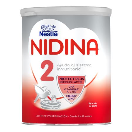 Nestle Leche De Continuación Nidina 2 Leche en polvo sin aceite de palma a partir de 6 meses 800 gr