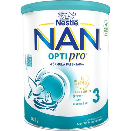 Nestle Leche De Crecimiento Nan Optipro 3 Leche en polvo sin aceite de palma bebé sano y fuerte a partir de los 12 meses 800 gr