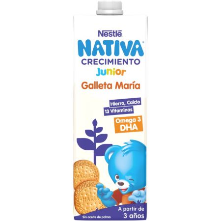 Nestle Leche De Crecimiento Junior Galleta María +3 Años Leche líquida de crecimiento delicioso sabor a partir de 3 años 1000 ml