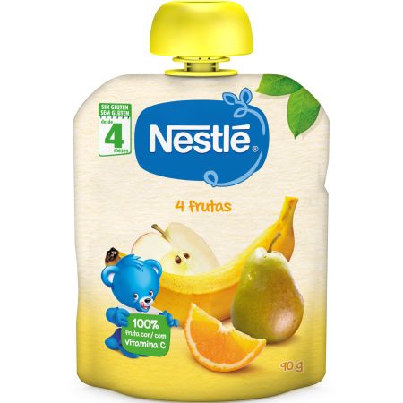 Nestle Bolsita 4 Frutas Bolsita de fruta 100% natural con vitamina c a partir de 6 meses 90 gr