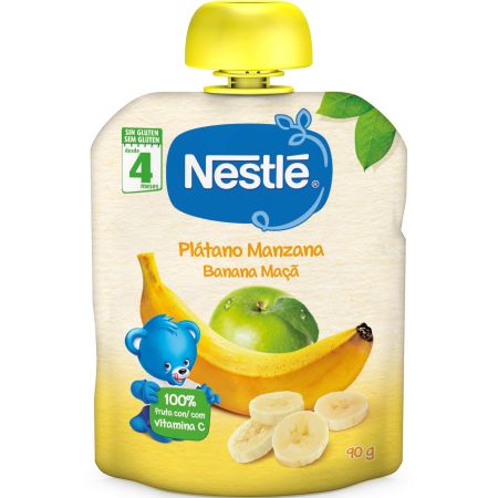 Nestle Bolsita Plátano Con Manzana Bolsita de fruta 100% natural con vitamina c a partir de 4 meses 90 gr