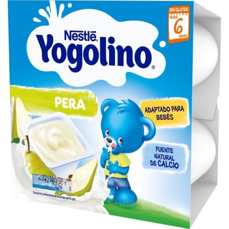 Nestle Yogolino Postre Lácteo Pera Postre lácteo sin gluten cubre las necesidades nutricionales del bebé desde los 6 meses 4x100 gr