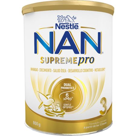 Nestle Leche De Crecimiento Premium Nan Supreme Pro 3 Leche en polvo sin aceite de palma garantiza el desarrollo saludable a partir de 12 meses 800 gr