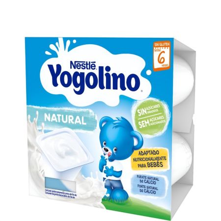 Nestle Yogolino Postre Lácteo Natural Sin Azúcares Postre lácteo sin azúcares con fuente de proteínas y rico en calcio a partir de 6 meses 4x100 gr