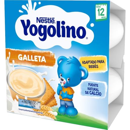 Nestle Yogolino Postre Lácteo Galleta Postre lácteo sin gluten cubre las necesidades nutricionales de los más pequeños a partir de 12 meses 4x100 gr