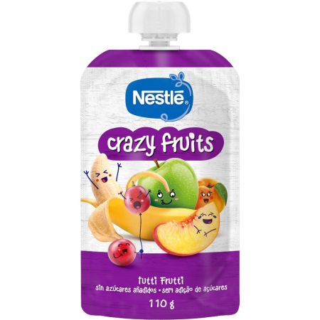 Nestle Bolsita Crazy Fruits Tutti Frutti Bolsita sin azúcares añadidos fruta 100% natural con vitamina c a partir de 12 meses 110 gr