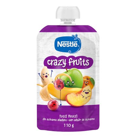 Nestle Bolsita Crazy Fruits Tutti Frutti Bolsita sin azúcares añadidos fruta 100% natural con vitamina c a partir de 12 meses 110 gr