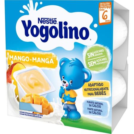 Nestle Yogolino Postre Lácteo Mango Postre lácteo sin gluten ni azúcares añadidos cubre las necesidades nutricionales a partir de 6 meses 4x100 gr