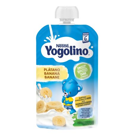 Nestle Yogolino Bolsita Plátano Postre lácteo contribuye a cubrir las necesidades nutricionales de tu bebé a partir de 6 meses 100 gr