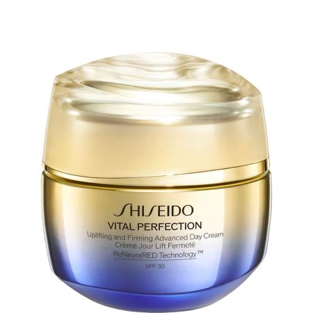 Shiseido Vital Perfection Uplifting And Firming Day Cream Spf 30 Crema facial de día combate la flacidez la falta de elasticidad las arrugas profundas y manchas 50 ml