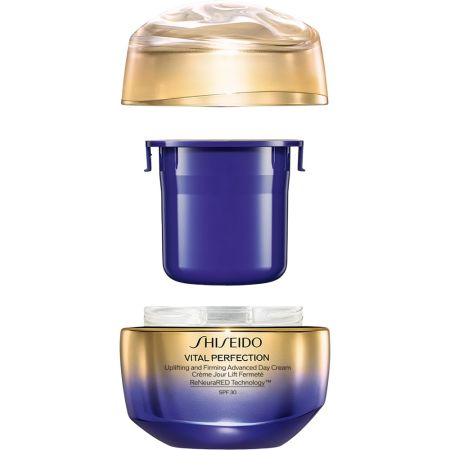 Shiseido Vital Perfection Uplifting And Firming Cream Soft Recarga Crema de día y noche antiedad de textura cremosa y ligera regenera redensifica e ilumina piel más tersa firme y joven 50 ml