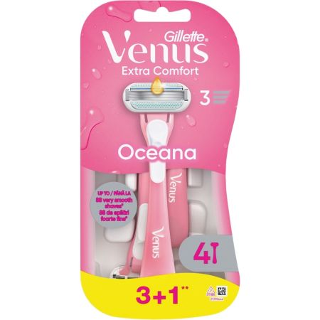 Gillette Venus Extra Comfort Oceana Maquinilla Formato Especial Maquinilla de afeitar desechable con banda lubricante para depilación apurada y limpia en una pasada 4 uds