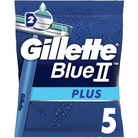Gillette Blue Ii Plus Maquinilla De Afeitar Maquinilla de afeitar desechable con doble hoja y banda lubricante ofrece deslizamiento suave y menor irritación 5 uds