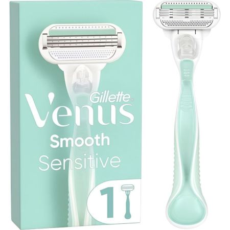 Gillette Venus Smooth Sensitive Maquinilla De Afeitar Maquinilla de afeitar de 5 hojas ofrece depilación suave y apurada para acabado perfecto