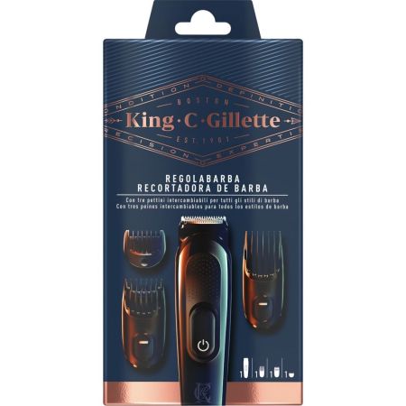 Gillette King C Gillette Recortadora De Barba Máquina recortadora de barba inalámbrica con tres peines intercambiales para un look perfecto