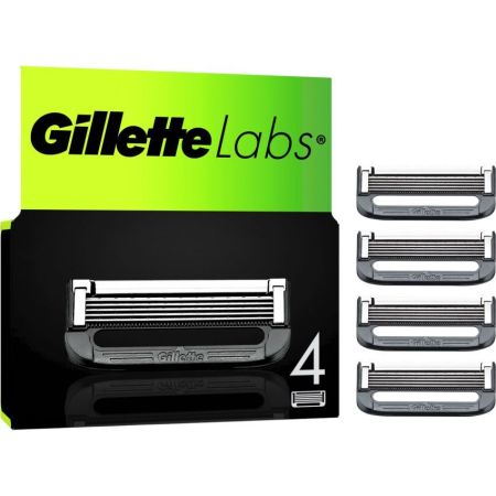 Gillette Labs Maquinilla De Afeitar Recambio Maquinilla de afeitar con barra exfoliante para afeitado fácil en una sola pasada 4 uds