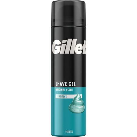 Gillette Sensitive Shave Gel Gel de afeitar con textura espuma enriquecida con polímeros reduce irritación rasguños cortes ardor y escozor 200 ml