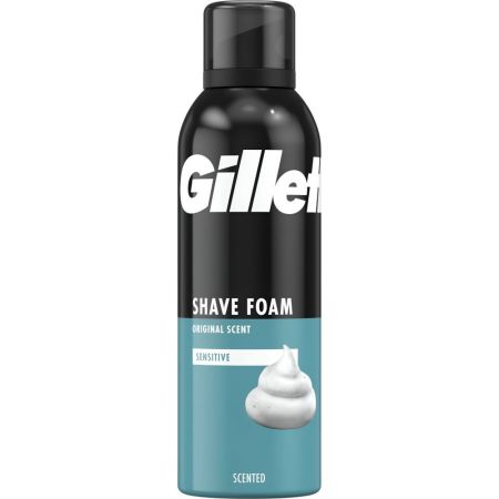 Gillette Sensitive Shave Foam Espuma de afeitar ofrece fresca fragancia y espuma abundante reduciendo irritación rasguños y cortes 200 ml