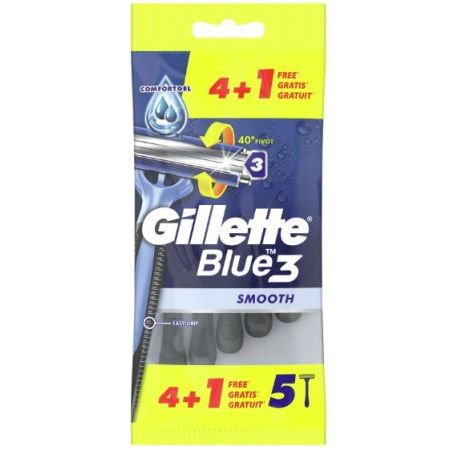 Gillette Blue 3 Smooth Maquinilla De Afeitar Formato Especial Maquinilla de afeitar desechable afeitado más suave 5 uds